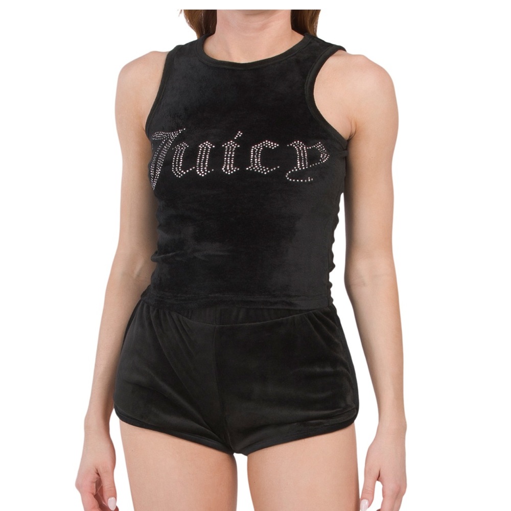 Juicy Couture Velvet Fleece Tank And Shorts Set With Rhinestone NWT size M L